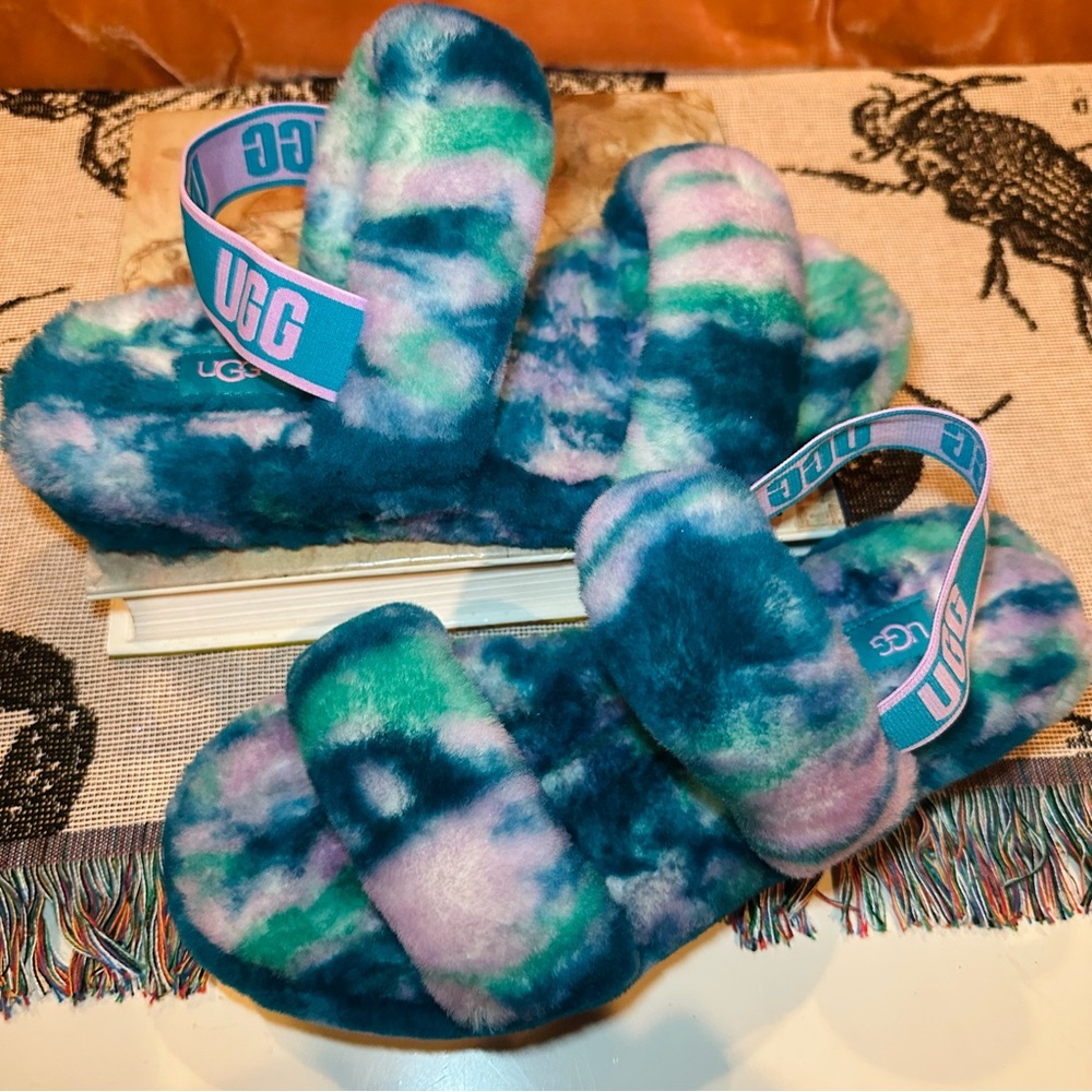 UGG Oh Yeah Marble Slide Slippers Blue/Multi Women’s 10
